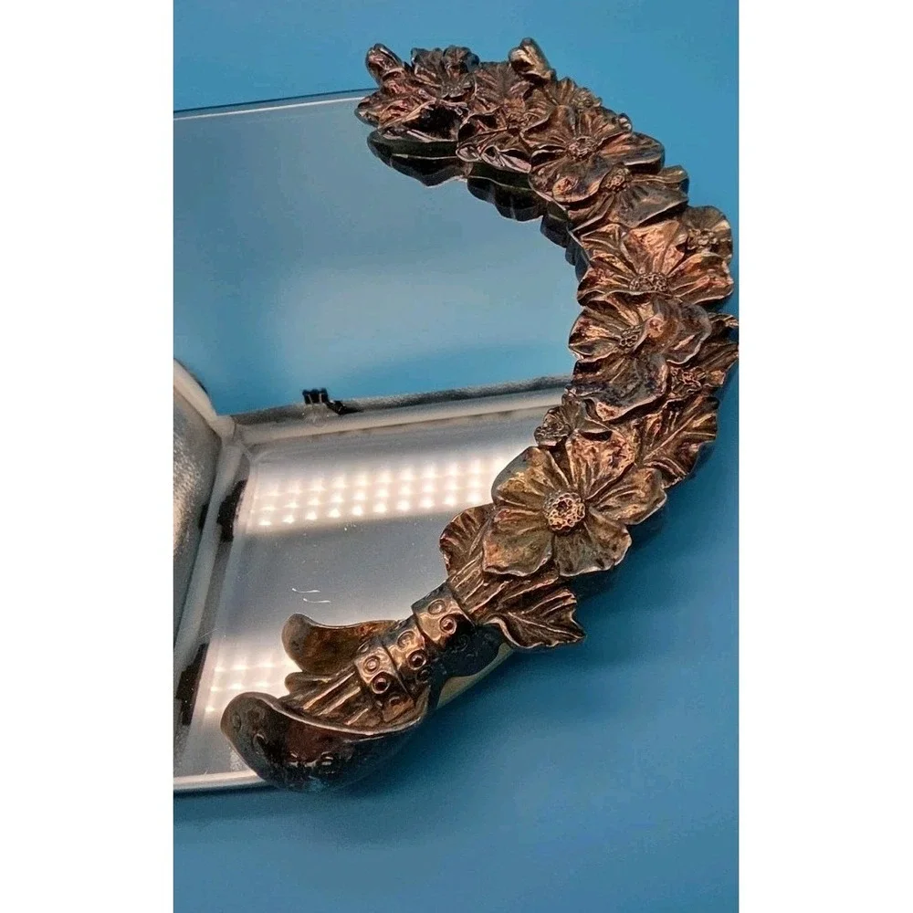 Heritage Mint Ltd. Floral Mirrored Glass Metal Vanity Tray